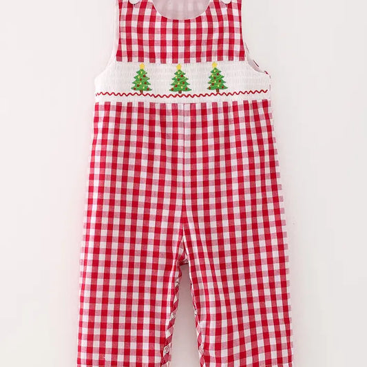 Christmas Tree Smocked Boys Romper