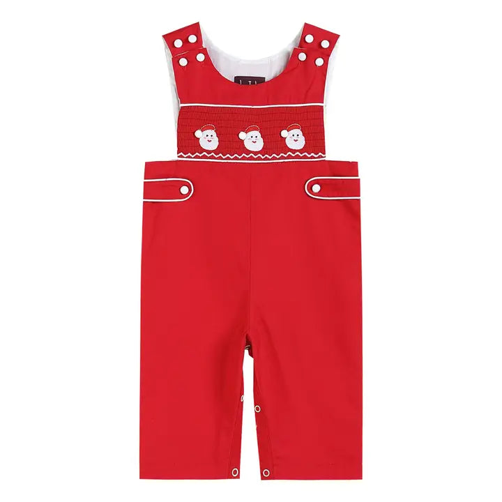 Red & White Santa Smocked Overalls