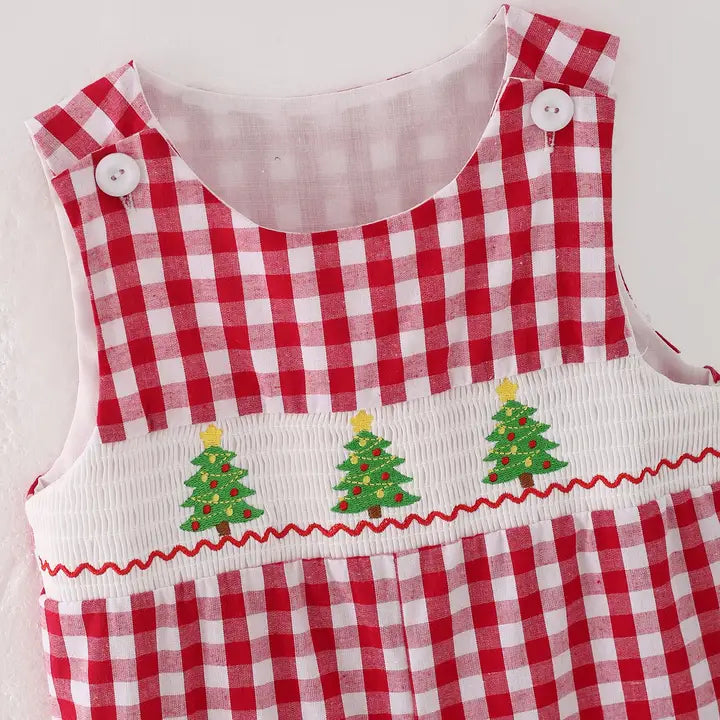 Christmas Tree Smocked Boys Romper